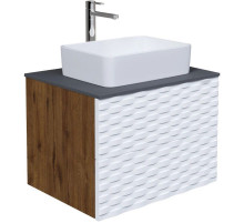 Тумба с раковиной дуб веллингтон/белый матовый 65 см Grossman Альба 106503 + GR-3016