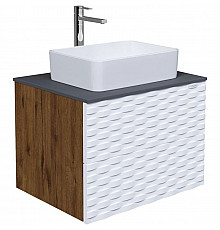 Тумба с раковиной дуб веллингтон/белый матовый 65 см Grossman Альба 106503 + GR-3016