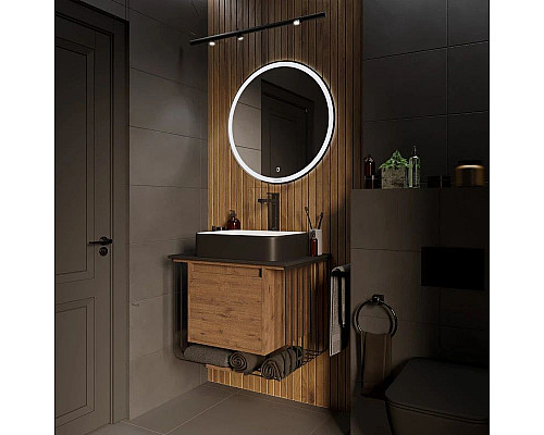 Заказать Тумба с раковиной дуб веллингтон/черный матовый 70 см Grossman Винтаж 107007 + GR-4043BW в магазине сантехники Santeh-Crystal.ru