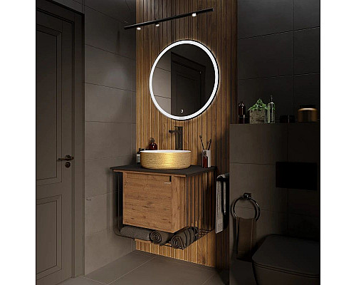 Заказать Тумба с раковиной дуб веллингтон/черный матовый 70 см Grossman Винтаж 107007 + GR-5010GW в магазине сантехники Santeh-Crystal.ru