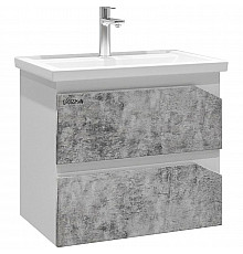 Тумба с раковиной бетон/белый глянец 61 см Grossman Инлайн 106004 + 16413