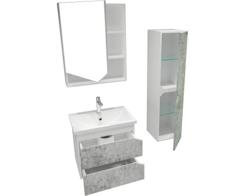 Приобрести Тумба с раковиной бетон/белый глянец 61 см Grossman Инлайн 106004 + 16413 в магазине сантехники Santeh-Crystal.ru