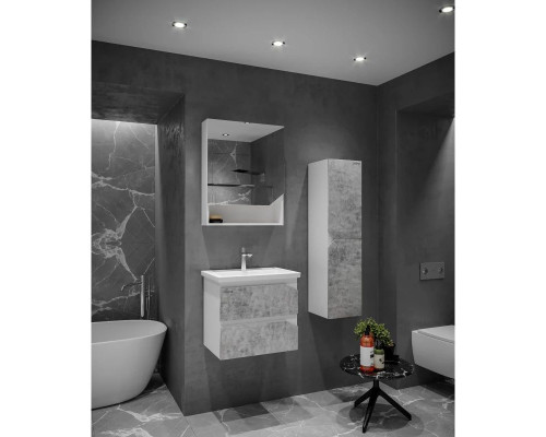 Приобрести Тумба с раковиной бетон/белый глянец 61 см Grossman Инлайн 106004 + 16413 в магазине сантехники Santeh-Crystal.ru