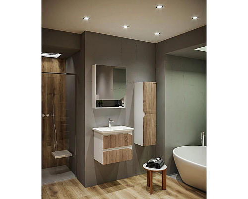 Приобрести Комплект мебели дуб сонома/белый глянец 61 см Grossman Инлайн 106003 + 16413 + 206002 в магазине сантехники Santeh-Crystal.ru