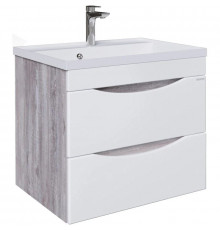 Тумба с раковиной бетон пайн/белый глянец 60,3 см Grossman Талис 106010 + 4627173210164