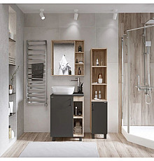 Комплект мебели дуб сонома/серый матовый 67 см Grossman Флай 107002 + 507002 + GR-3019 + 207001