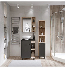 Комплект мебели дуб сонома/серый матовый 67 см Grossman Флай 107002 + 507002 + GR-3014 + 207001