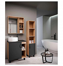 Комплект мебели дуб сонома/серый матовый 67 см Grossman Флай 107002 + 507002 + GR-3013 + 207001