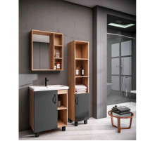 Комплект мебели дуб сонома/серый матовый 61 см Grossman Флай 106002 + 16413 + 206001