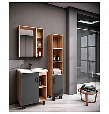 Комплект мебели дуб сонома/серый матовый 61 см Grossman Флай 106002 + 16413 + 206001