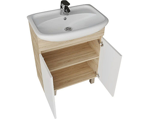 Купить Тумба с раковиной дуб сонома/белый глянец 61,5 см Grossman Поло 106011 + 440 в магазине сантехники Santeh-Crystal.ru