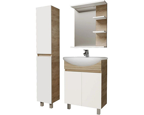 Купить Тумба с раковиной дуб сонома/белый глянец 61,5 см Grossman Поло 106011 + 440 в магазине сантехники Santeh-Crystal.ru