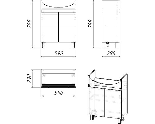 Купить Тумба с раковиной дуб сонома/белый глянец 61,5 см Grossman Поло 106011 + 440 в магазине сантехники Santeh-Crystal.ru