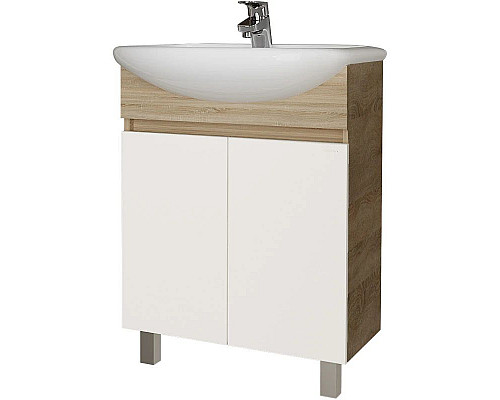 Приобрести Комплект мебели дуб сонома/белый глянец 61,5 см Grossman Поло 106011 + 440 + 205701 в магазине сантехники Santeh-Crystal.ru