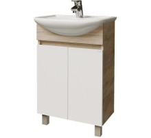 Тумба с раковиной дуб сонома/белый глянец 55,5 см Grossman Поло 105501 + 305