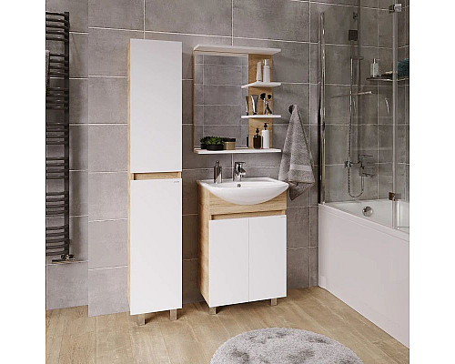 Заказать Тумба с раковиной дуб сонома/белый глянец 55,5 см Grossman Поло 105501 + 305 в магазине сантехники Santeh-Crystal.ru