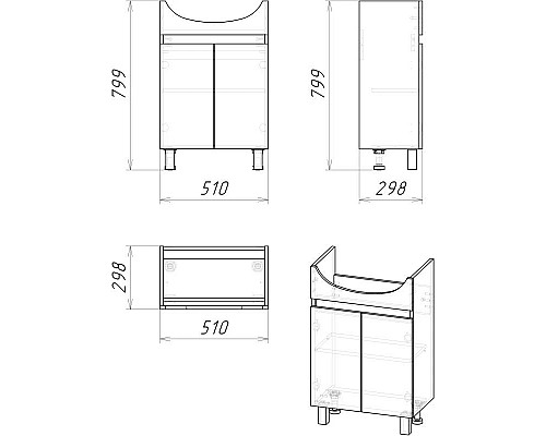 Заказать Тумба с раковиной дуб сонома/белый глянец 55,5 см Grossman Поло 105501 + 305 в магазине сантехники Santeh-Crystal.ru