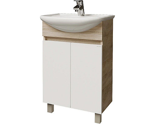 Купить Комплект мебели дуб сонома/белый глянец 55,5 см Grossman Поло 105501 + 305 + 205701 в магазине сантехники Santeh-Crystal.ru