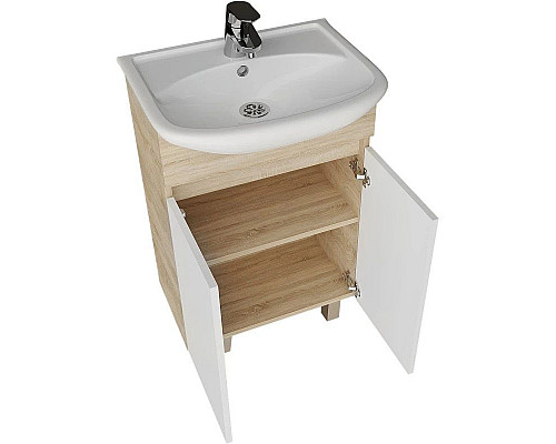 Купить Комплект мебели дуб сонома/белый глянец 55,5 см Grossman Поло 105501 + 305 + 205701 в магазине сантехники Santeh-Crystal.ru