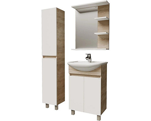 Купить Комплект мебели дуб сонома/белый глянец 55,5 см Grossman Поло 105501 + 305 + 205701 в магазине сантехники Santeh-Crystal.ru