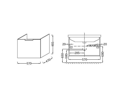Купить Тумба белый 57 см Jacob Delafon Struktura EB1204-N18 в магазине сантехники Santeh-Crystal.ru