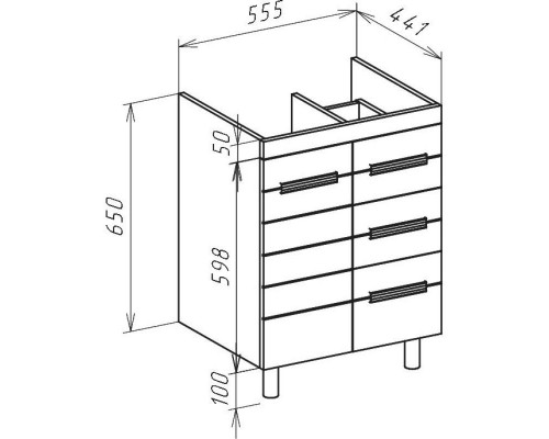Купить Тумба с раковиной белый глянец 60 см 2 ящика Bellezza Сиена 4633909670010 + 4620000148562 в магазине сантехники Santeh-Crystal.ru