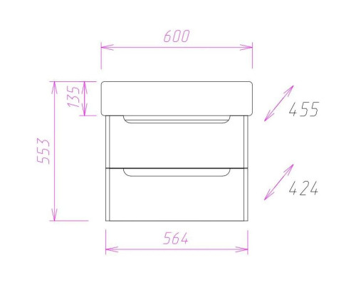 Купить Тумба белый глянец 56,4 см Onika Неаполь 106104 в магазине сантехники Santeh-Crystal.ru