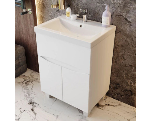 Приобрести Тумба белый глянец 57 см Onika Стрим 106144 в магазине сантехники Santeh-Crystal.ru