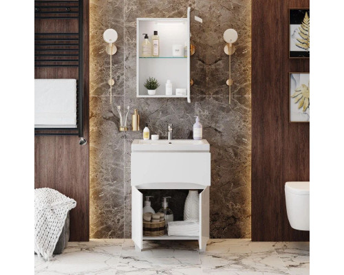 Приобрести Тумба белый глянец 57 см Onika Стрим 106144 в магазине сантехники Santeh-Crystal.ru