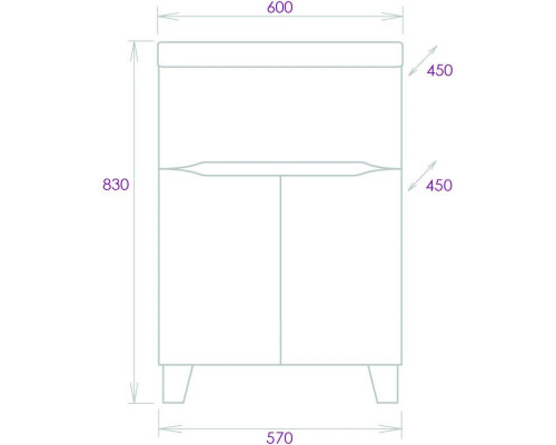 Приобрести Тумба белый глянец 57 см Onika Стрим 106144 в магазине сантехники Santeh-Crystal.ru