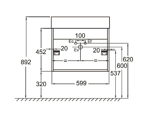 Заказать Тумба дуб табак/эвкалипт матовый 59,9 см Jacob Delafon Vivienne EB1506-E52-M87 в магазине сантехники Santeh-Crystal.ru