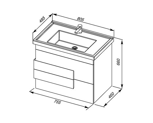 Приобрести Тумба дуб кантри 75,5 см Aquanet Мадейра 00183071 в магазине сантехники Santeh-Crystal.ru