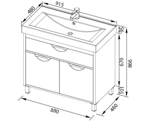 Заказать Тумба белый/светлый дуб 88 см Aquanet Гретта 00177069 в магазине сантехники Santeh-Crystal.ru