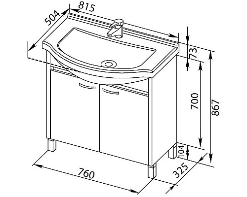 Приобрести Тумба венге 76 см Aquanet Донна 00168942 в магазине сантехники Santeh-Crystal.ru
