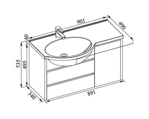 Приобрести Тумба белый 89,1 см Aquanet Лайн 00164936 в магазине сантехники Santeh-Crystal.ru