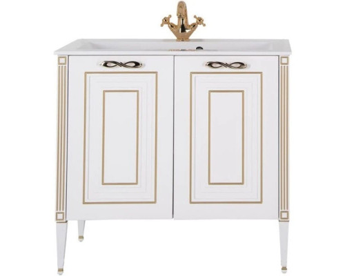 Купить Тумба белый золотая патина 88 см Aquanet Паола 00186116 в магазине сантехники Santeh-Crystal.ru
