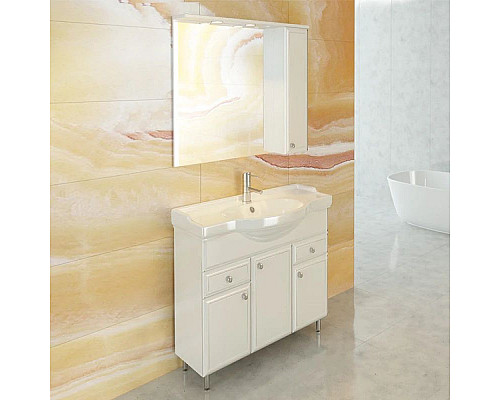 Заказать Тумба с раковиной белый глянец 86 см Comforty Сочи 00003132120 в магазине сантехники Santeh-Crystal.ru