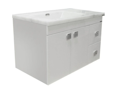 Купить Тумба с раковиной белый глянец 90 см Comforty Аликанте 00003132621 в магазине сантехники Santeh-Crystal.ru