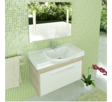 Тумба с раковиной белый глянец/сосна лоредо 90 см Comforty Киото 00003126707