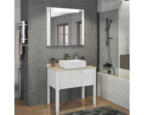 Приобрести Тумба с раковиной белый глянец 90 см Comforty Лондон 00004138840 в магазине сантехники Santeh-Crystal.ru