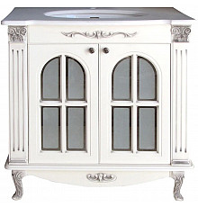 Тумба с раковиной слоновая кость серебряная патина 88 см Atoll Венеция