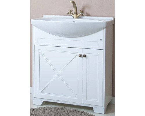 Приобрести Тумба с раковиной белый матовый 76 см Atoll Палермо PALERMO76TWMAT в магазине сантехники Santeh-Crystal.ru