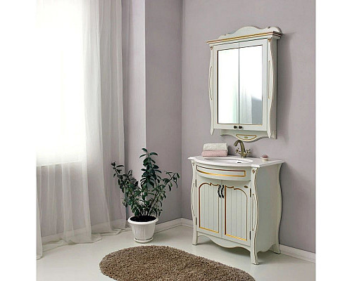 Заказать Тумба с раковиной слоновая кость золотая патина 86 см Atoll Ривьера в магазине сантехники Santeh-Crystal.ru