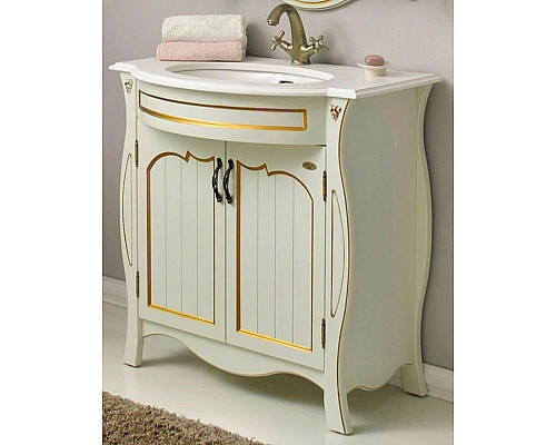 Заказать Тумба с раковиной слоновая кость золотая патина 86 см Atoll Ривьера в магазине сантехники Santeh-Crystal.ru