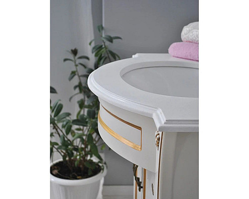 Заказать Тумба с раковиной слоновая кость золотая патина 86 см Atoll Ривьера в магазине сантехники Santeh-Crystal.ru