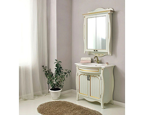 Заказать Тумба с раковиной слоновая кость золотая патина 86 см Atoll Ривьера в магазине сантехники Santeh-Crystal.ru