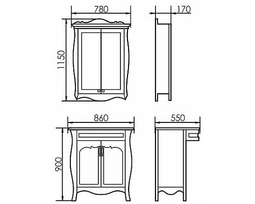 Приобрести Тумба с раковиной белое дерево 86 см Atoll Ривьера в магазине сантехники Santeh-Crystal.ru