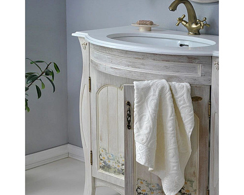 Приобрести Тумба с раковиной белое дерево 86 см Atoll Ривьера в магазине сантехники Santeh-Crystal.ru