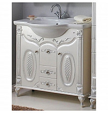 Тумба с раковиной белый жемчуг серебряная патина 87,5 см Atoll Наполеон