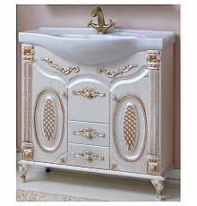 Тумба с раковиной белый жемчуг золотая патина 87,5 см Atoll Наполеон